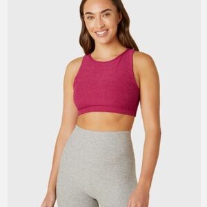 Beyond Yoga Spacedye Open Back Bra in Sangria Heather